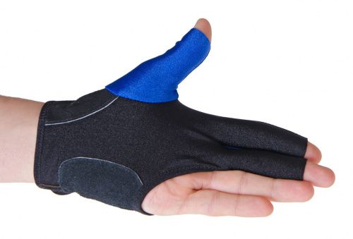 Перчатка бильярдная «K-1» (черно-синяя, вставка кожа)